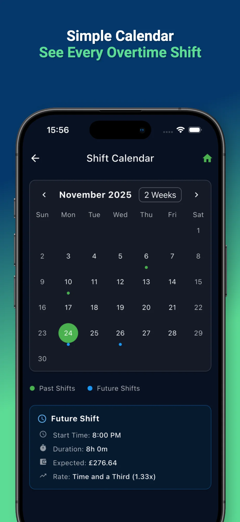 Overtime Live - Simple calendar view for all overtime shifts